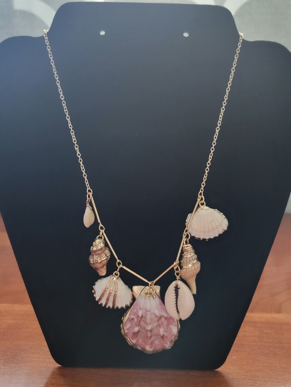 Gold-Tone Pink Shell Charm Necklace - Women Jewelry